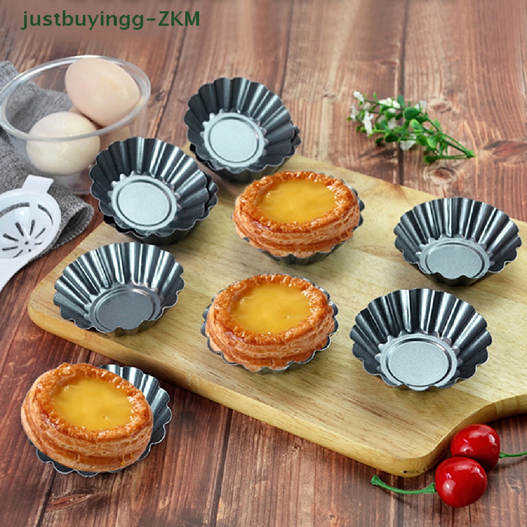 1 / 5 Pcs Cetakan Kue Cupcake Bentuk Bulat Bahan Stainless Steel Dapat Digunakan Kembali