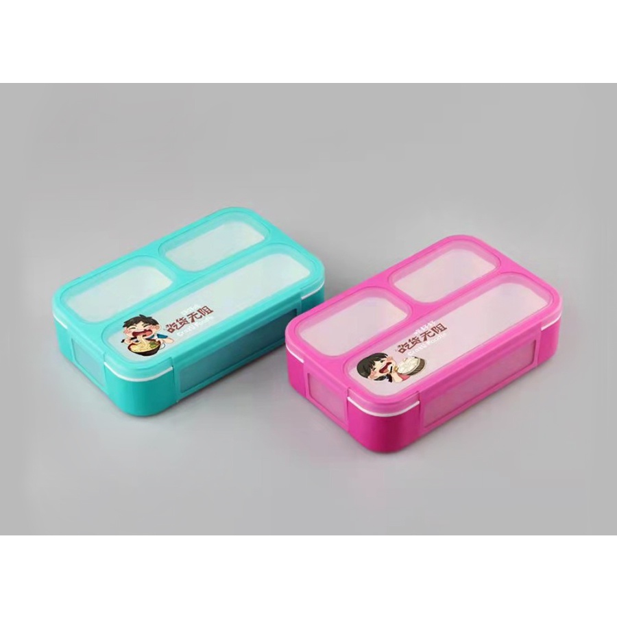 Kotak Tempat Makan Anak 3 Dan 4 Sekat LUNCH BOX Anti Bocor Dan Tumpah STORAGE FOOD