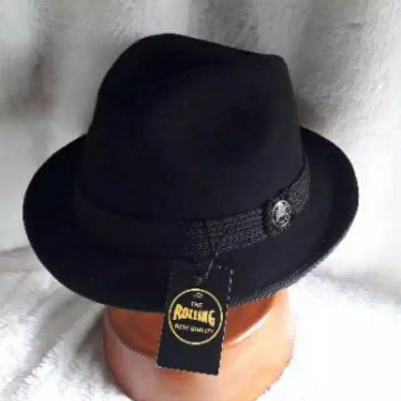 Topi Laken Fedora klasik black hat topi jazz topi tompi