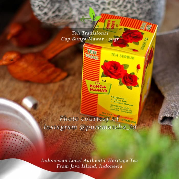 Teh Indonesia Cap Bunga Mawar 50gr Bubuk Rose Tea Indonesian Local