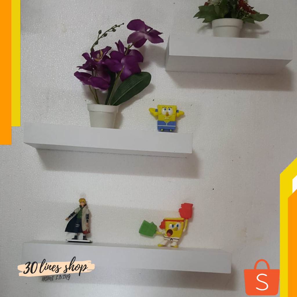 Rak ambalan Rak dinding Rak kayu Rak melayang - Putih