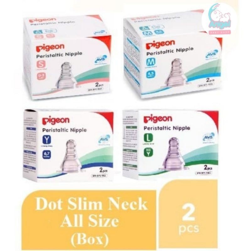 Pigeon Peristaltic  Nipple Slim Neck  S/M/L/ Y (Isi 2)