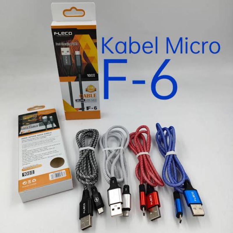 Kabel data USB Fleco F-6 Micro Usb Qualcomm 3.1A Fast Charging High Quality