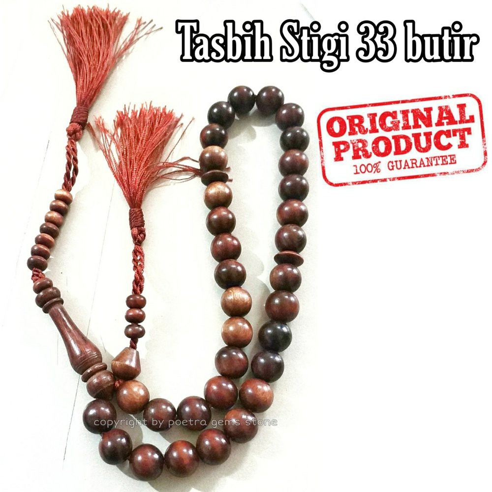 TASBIH KAYU STIGI 10MM 33BUTIR ASLI JAMINAN BERGARANSI