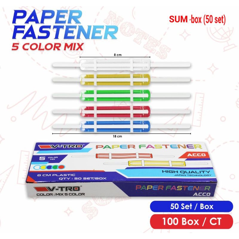 

50pcs Paper Fastener Acco Campur Warna