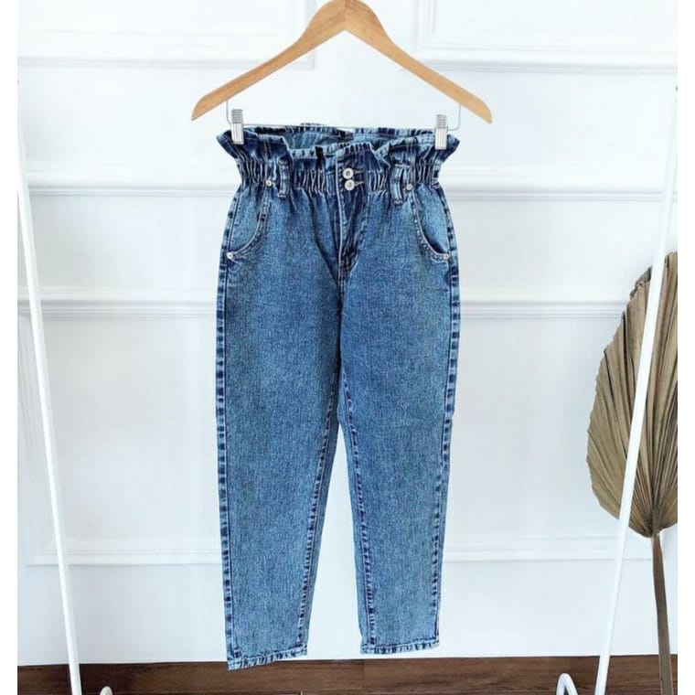 DRAKO JEANS HIGHWAIST SLOUCHY ACID DENIM HITS SELEBGRAM FASHION WANITA GROSIR MURAH