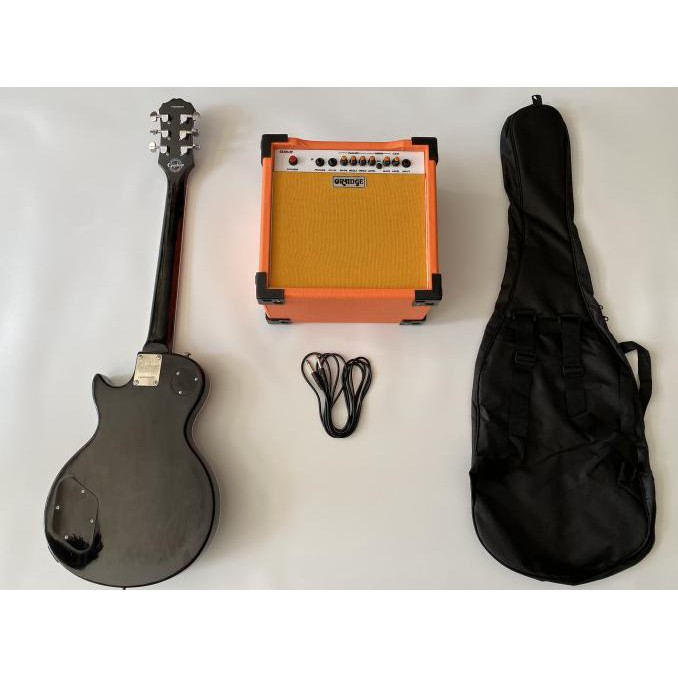 Paketan Gitar Epiphone Les Paul Abu + Ampli Orange , Kabel & Tas Gitar