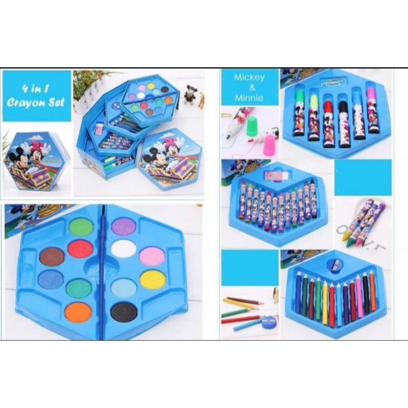 Crayon Set 4in1 isi 46 Alat Perlengkapan Gambar Anak