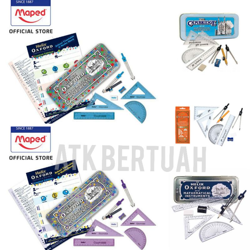 

MAPED HELIX OXFORD CAMBRIDGE MATH SET BUSUR JANGKA PENGGARIS SEGITIGA DALAM KALENG