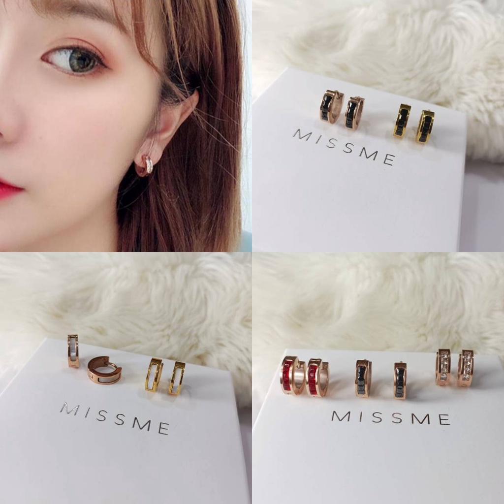 anting klip titanium simple minimalis + box