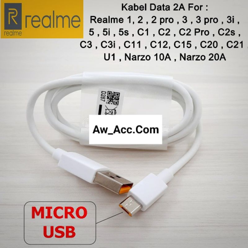 Kabel data Realme Ori micro usb 2A Usb Data Cable Realme 5 2 pro C1 C2 C3 5i C11 C12 C15 C20 C21 U1 C21Y C31