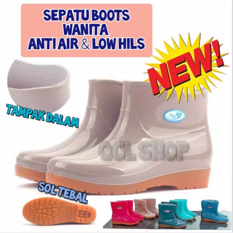Sepatu Boots Anti Air / Slip Round Toe untuk Wanita Sepatu Bots wanita 21cm