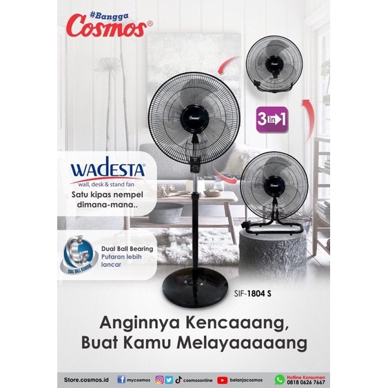 COSMOS KIPAS ANGIN BERDIRI SIF 1804 S / KIPAS ANGIN 18" INCH (BESI) / KIPAS ANGIN TORNADO - ORIGINAL