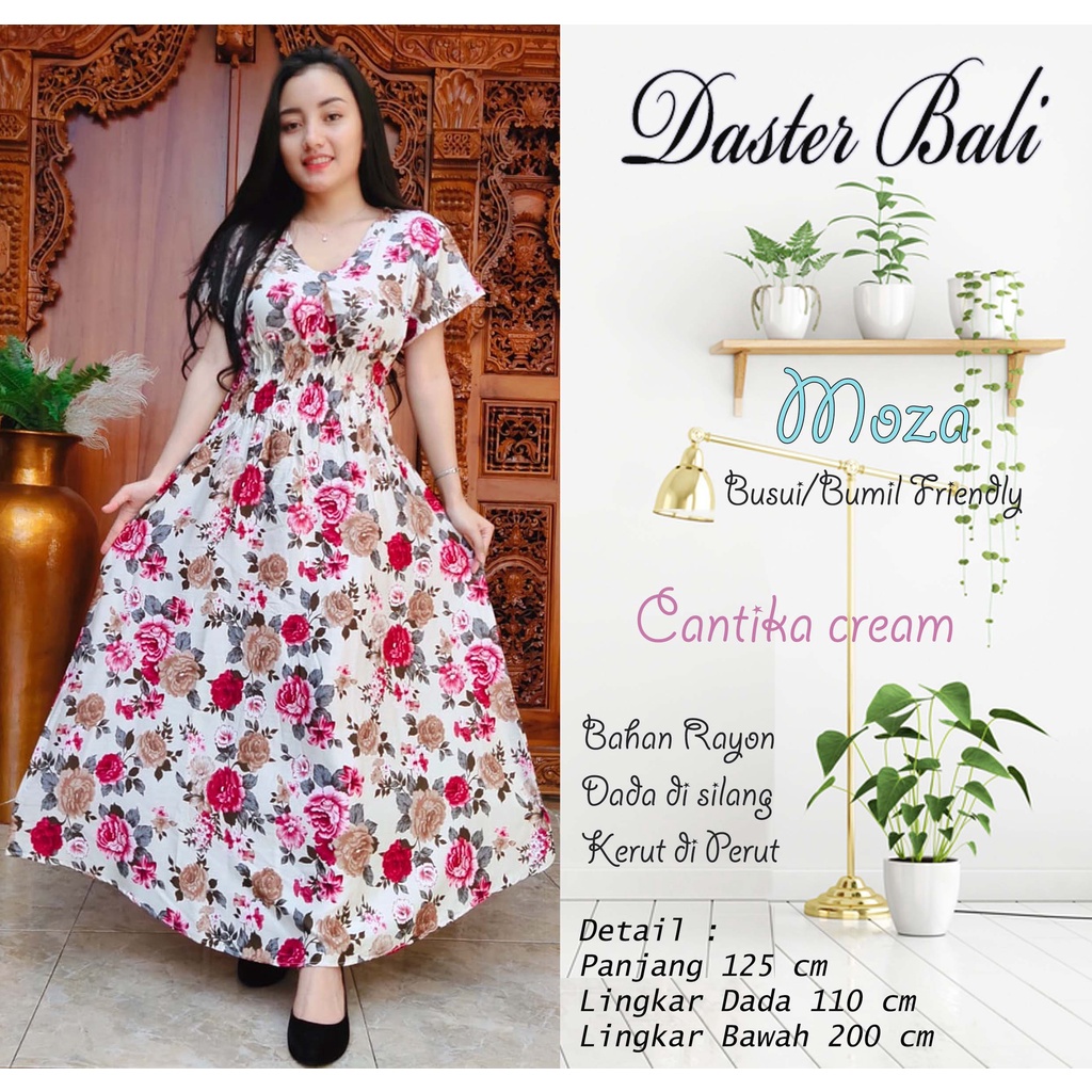 DASTER MOZA PRINT | BALI LONGDRESS-CANTIKA CREAM