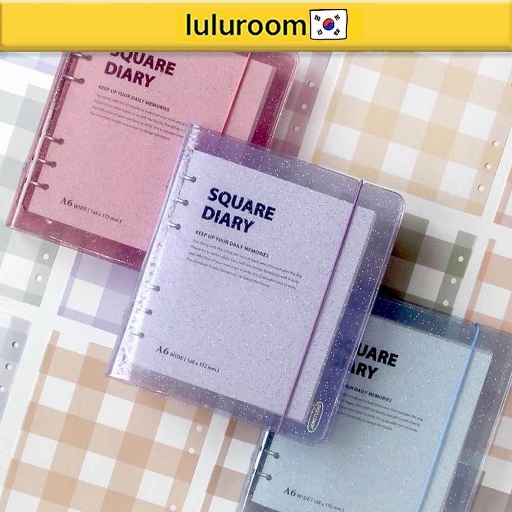 [Jamstudio] Square Diary - A6 wide Planner Journalling Grid Note Binder Korea Stationery