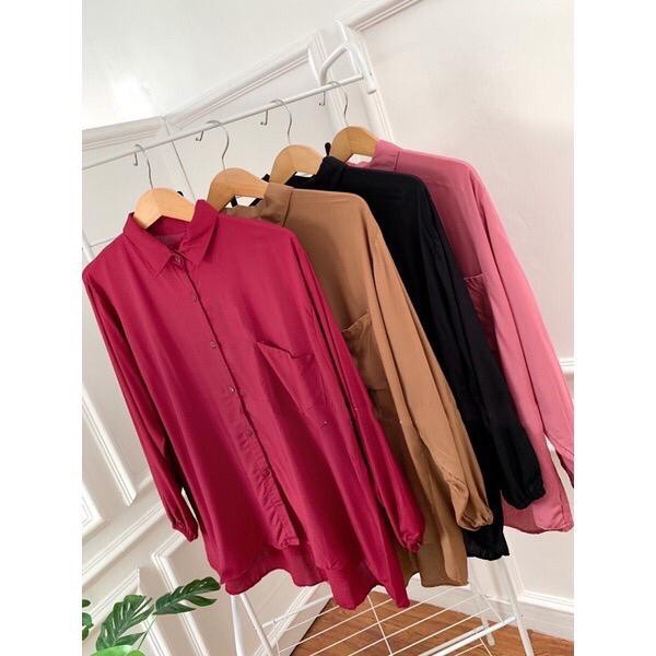 1KG MUAT 5PCS | HANNA OVERSIZE SHIRT TOP RAYON VISCOSE JUMBO HIGH QUALITY PREMIUM HITS OOTD