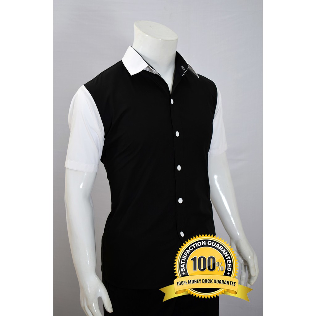 KEMEJA PRIA FRESER BLACK - WARNA HITAM LENGAN PENDEK CASUAL STYLE SLIMFIT KOREA HIGH QUALITY