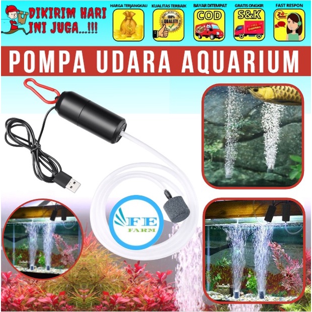 Aerator Aquarium Mini Batu Gelembung Aerator Usb Pompa Udara Aerator Airpump FEFARM