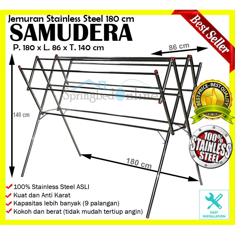 Harga HEMAT! Paket Jemuran Stainless+Rak Handuk Stainless