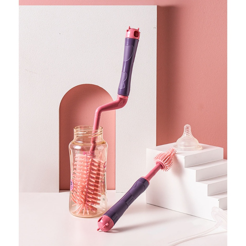 Mary 3pcs / Set Sikat Pembersih Botol Susu / Dot Bayi Dengan Gagang Putar