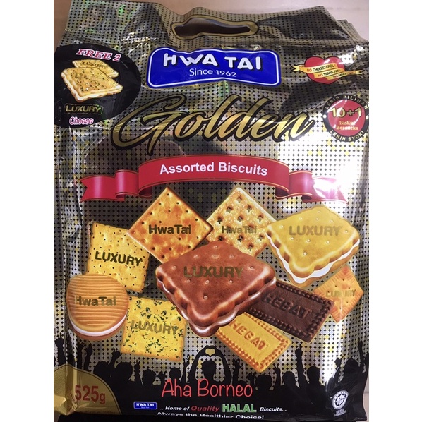 

Biskuit Hwa Tai Golden M4l4ysia Assorted Biscuit No Cholesterol Roti Campur Cemilan Luxury