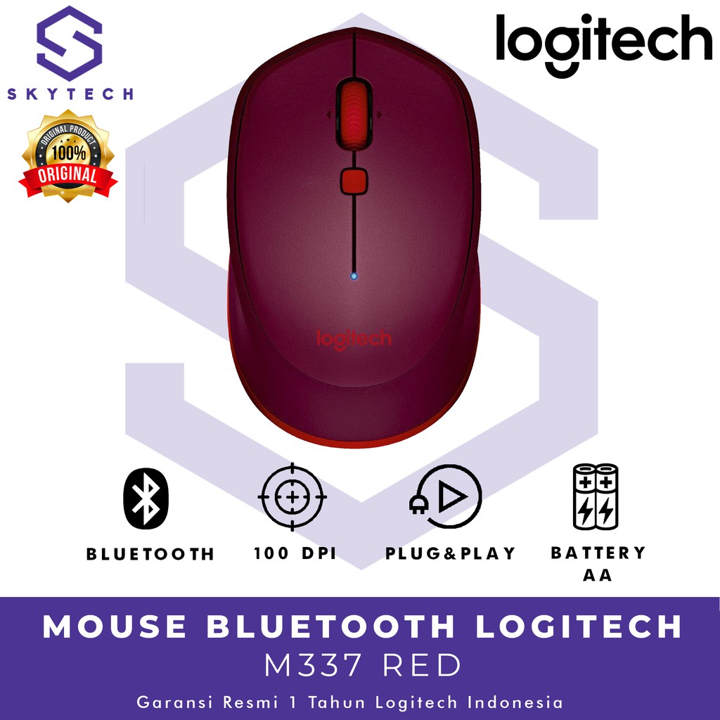 MOUSE WIRELESS LOGITECH M337 RED ORIGINAL GARANSI RESMI