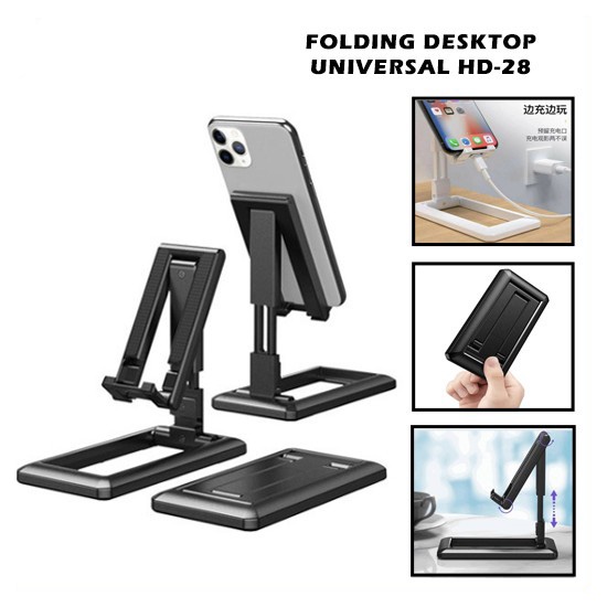 HD28 Holder Standing Meja HD-28 Tempat Portable Hp Phone Stand Slim Folding Handphone