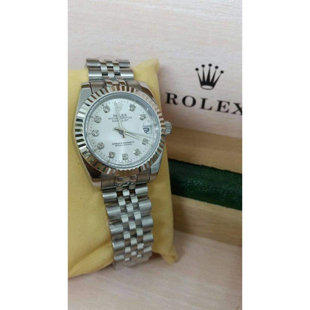 Jam Tangan Wanita /Cewe Rolex Datejust Diamond Silver