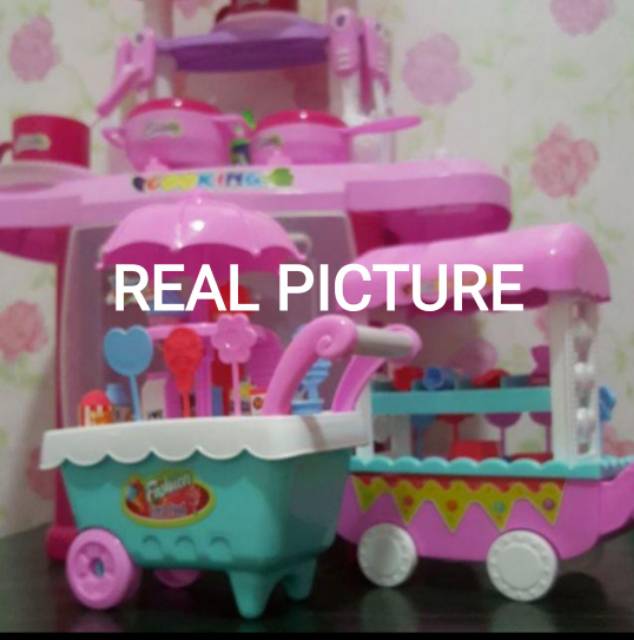 MOMBABY1 Kado Mainan Anak Perempuan Mini Ice Cream Cart atau Mini Sweet Cart