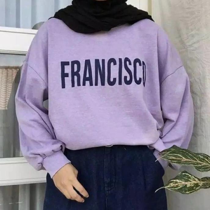 Sweater Pria Wanita Oversize/Sweater Wanita Korea Fransisco M-Xxl - Putih, M Barang Bagus