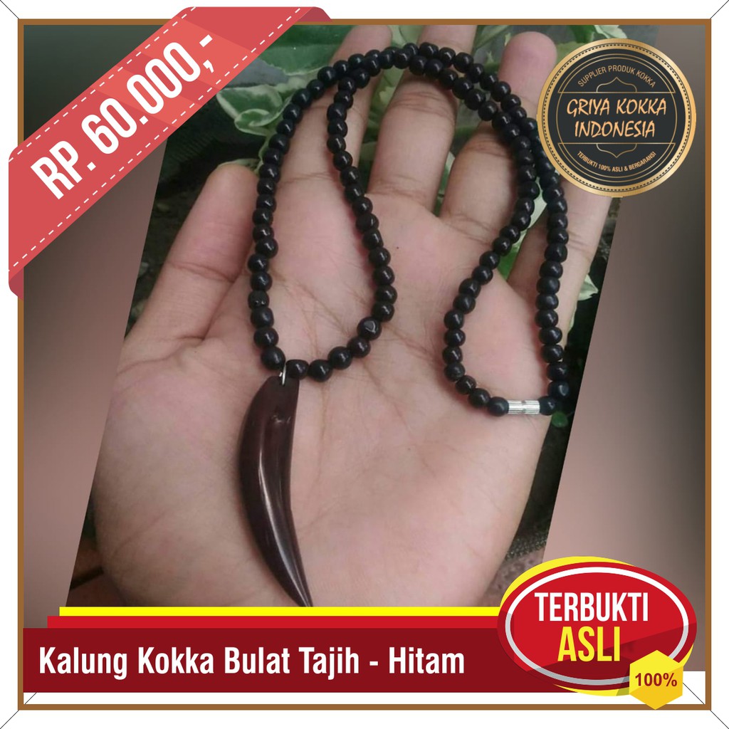 Kalung Kaokah Bulat Tajih Hitam - Kalung Kokka - Kalung Kayu Kesehatan