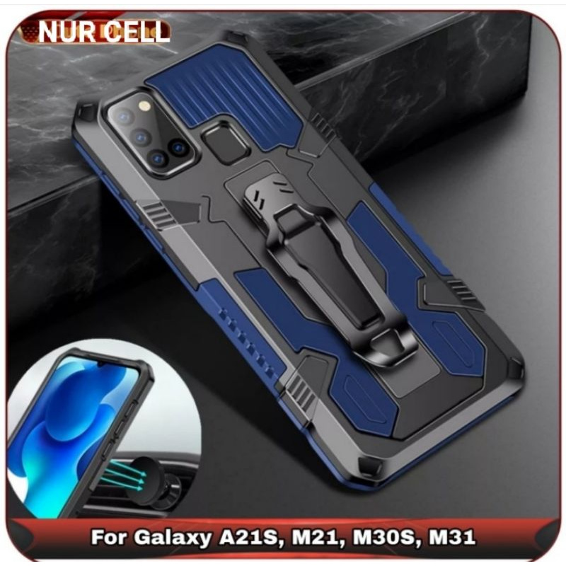 Soft Case Belt SAMSUNG A21S M21 M31 M30S Case Robot Belt Clip Stand Cover Armor Rugged Case Hp