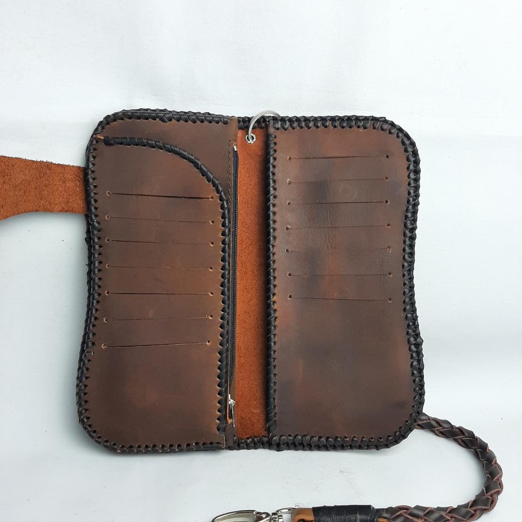 Dompet kulit panjang sulam handmade berbahan kulit sapi asli CH(crazy horse)