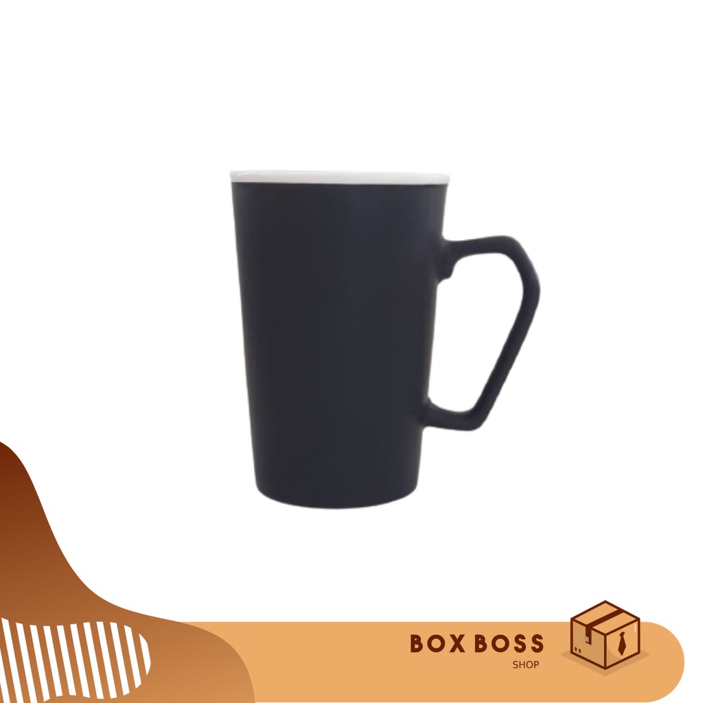 MUG GELAS CANGKIR 8.5 cm HITAM POLOS DOFF TWO TONE X19087
