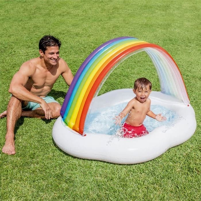 Kolam Intex 57141 Rainbow Cloud Baby Pool Sunshade Canopy untuk anak