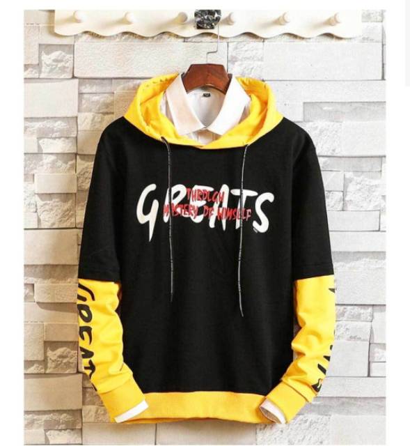 TOTOTAshop.Sweater hoodie GREATS pria,bahan Fleece tebal.motif sablon premium.ukuran M-L-XL