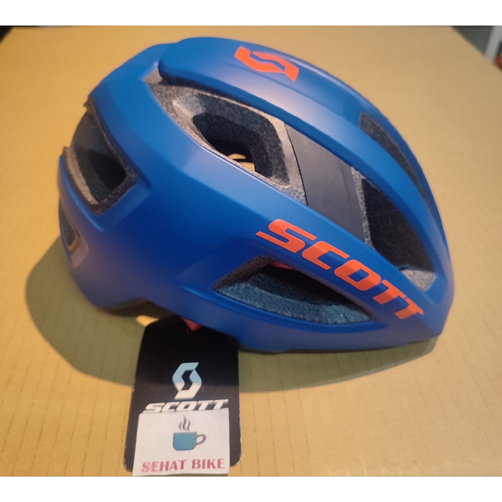 Helmet Helm Sepeda Scott Groove AF Blue Orange Original