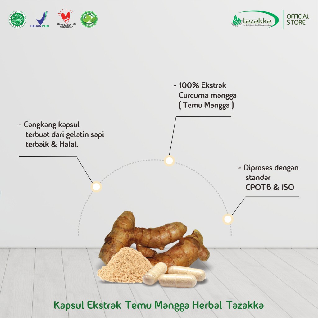 Obat Kanker | Obat Herbal TEMU MANGGA HALAL BPOM ORIGINAL | Kapsul isi 60 | Kapsul Herbal Ekstrak.