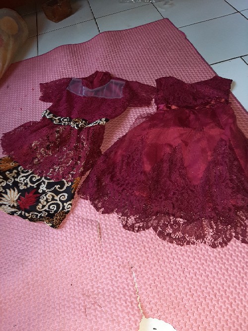 Ncr - Kebaya Batik Modern Anak 3-5 Th Dress Batik Casual Cecilia & Setelan Rok Pepplum Kids