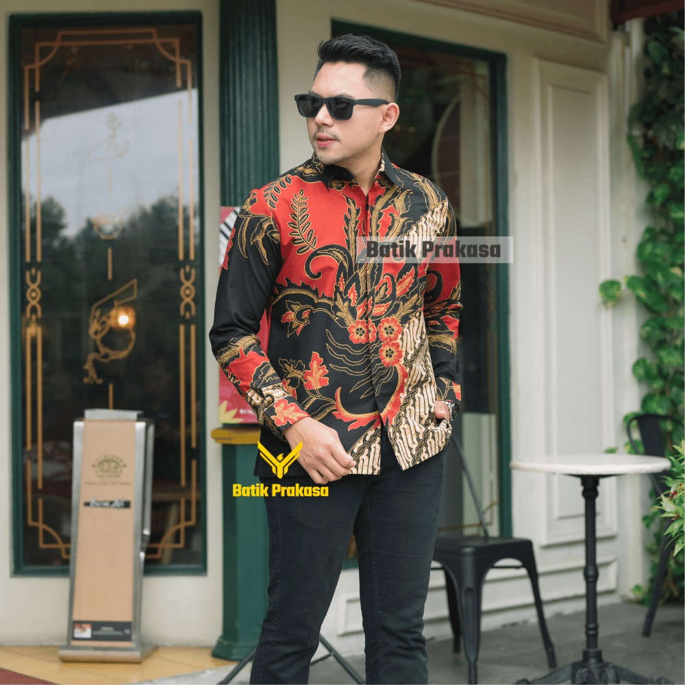 Kemeja Batik Prakasa Motif Atma Yudha Slimfit Lengan Panjang Batik Solo