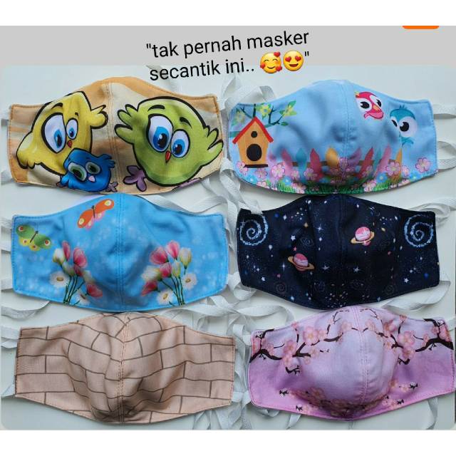 Hilzea Masker Kain 2 Layer / Lapis Dengan Gambar Motif dan karakter