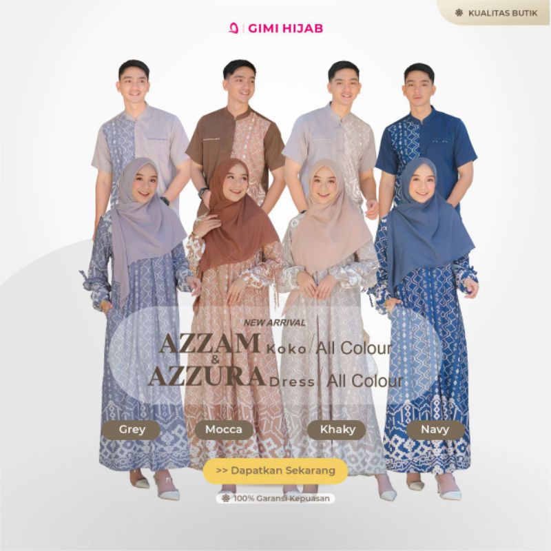 Azzam Koko dan Azzura dress + Ziva Scraf by Gimi Hijab/ gamis Couple/ Gamis Motif / Koko Motif / one