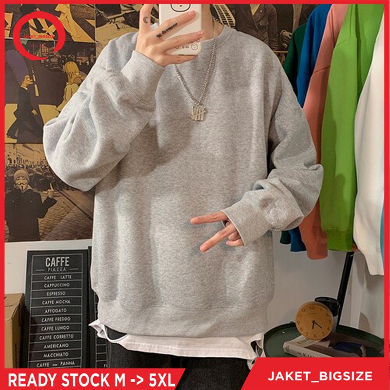 Jaket Sweater Hoodie Oversize Polos Wanita Pria ukuran m l xl xxl xxxl xxxxl xxxxxl Abu Muda