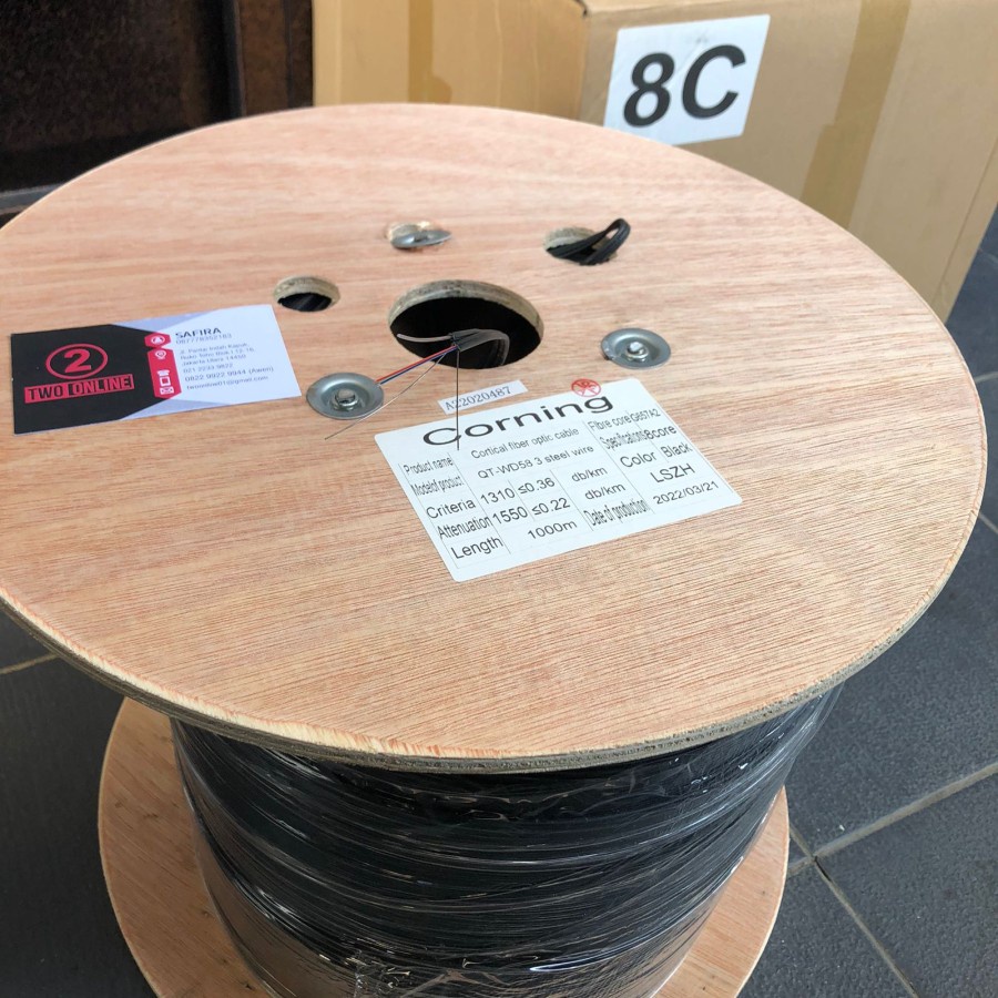 Kabel FO DW 8 Core SM 1000M Fiber Optic/Optik Cable 8Core Drop Wire 8C