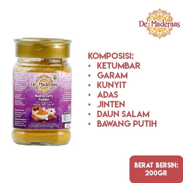 

De Maderaas Madras Curry Powder 200 gram