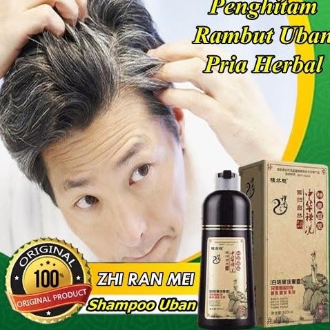 SHAMPO ZHI RAN MEI PEWARNA RAMBUT HERBAL PENGHILANG UBAN PRIA AMPUH