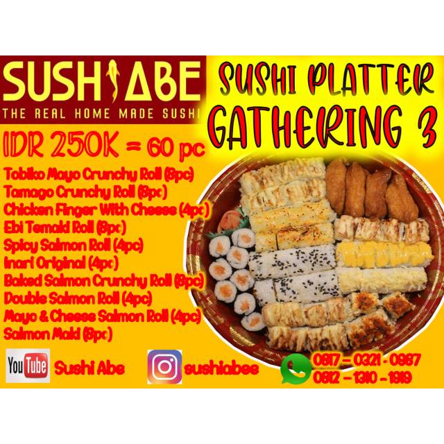

SUSHIABE - gathering 3 platter / 60pcs