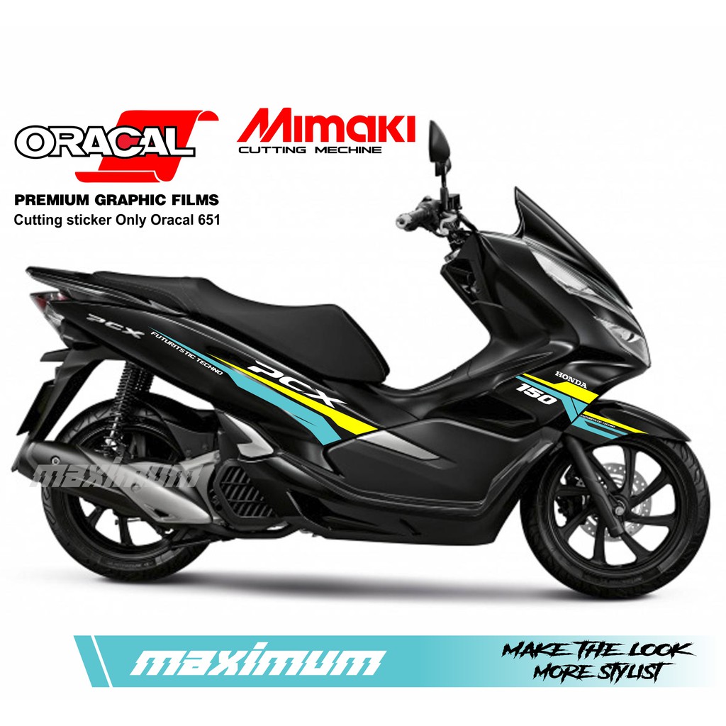 CUTTING STICKER PCX - STRIPING STIKER ORACAL BIRU KUNING