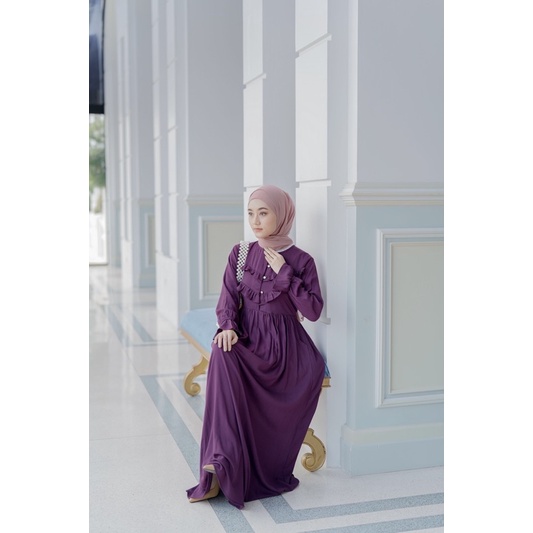 ADIBA- Sofiya Dress / Gamis Kringkle kekinian Busui Friendly Ada Size-BEAUTY PURPLE