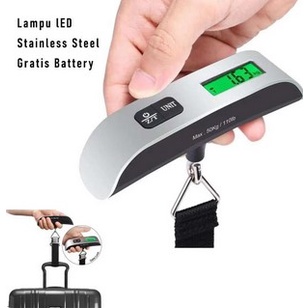 Timbangan Koper Electronic Silver Luggage Scale Travel Gantung Digital